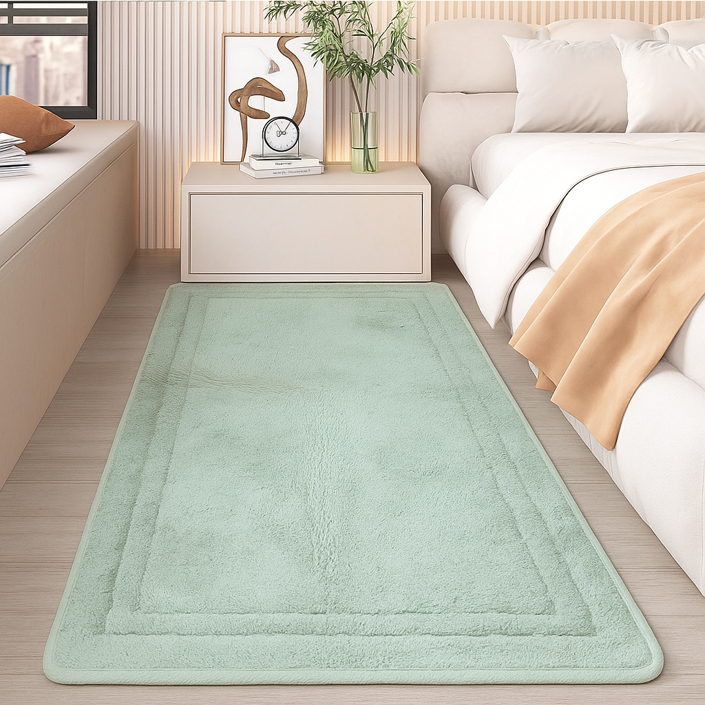 luxury oilive green cotton bedside rug doormat