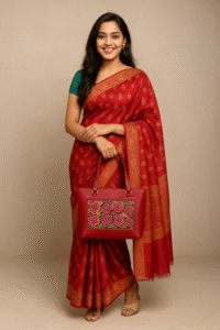 handcrafted embroidered leather tote bag