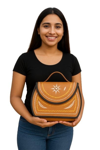 handcrafted decorative leather bag